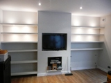 shelves with lights