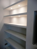shelves with lights