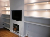 shelves with lights